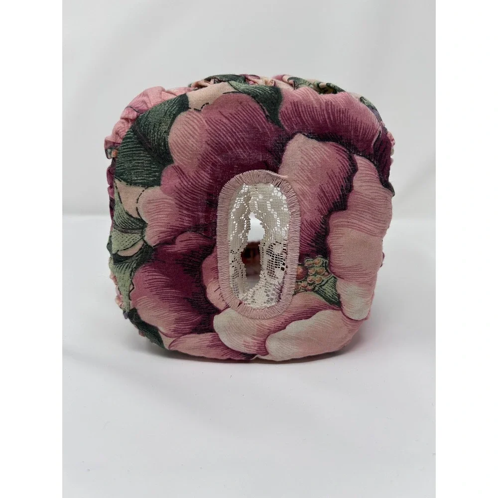 Vintage Floral Fabric Facial Tissue Box Holder Cover‎ Cottagecore Lace Accent